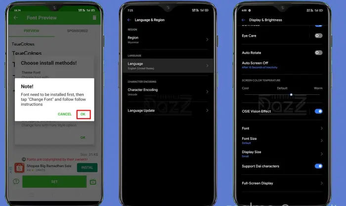 Mengganti Font Oppo A1K via zFont