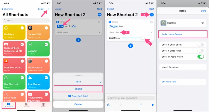 Menambahkan Shortcut Senter iPhone