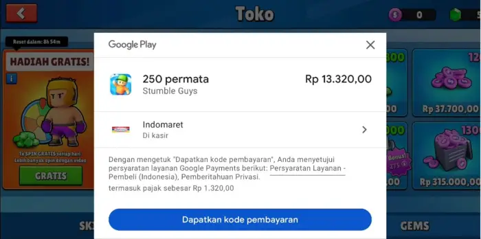 Cara Membeli Gems Stumble Guys Melalui Indomaret