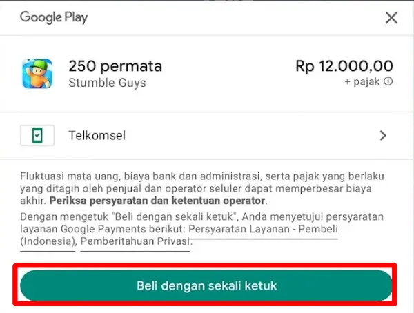 tombol Beli dengan sekali ketuk