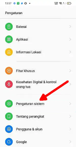 Pengaturan Sistem Oppo