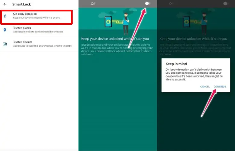 cara menggunakan Deteksi Tubuh di Smart lock