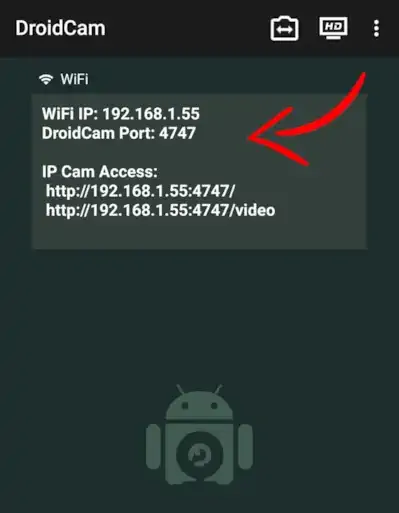 Melihat alamat iP Droidcam