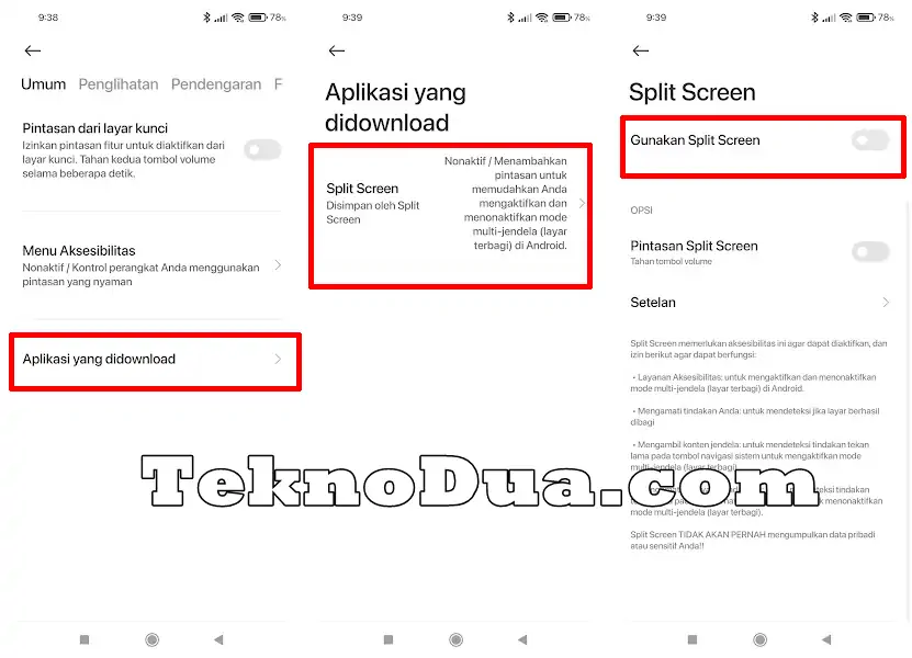 Aktifkan Opsi Gunakan Split Screen
