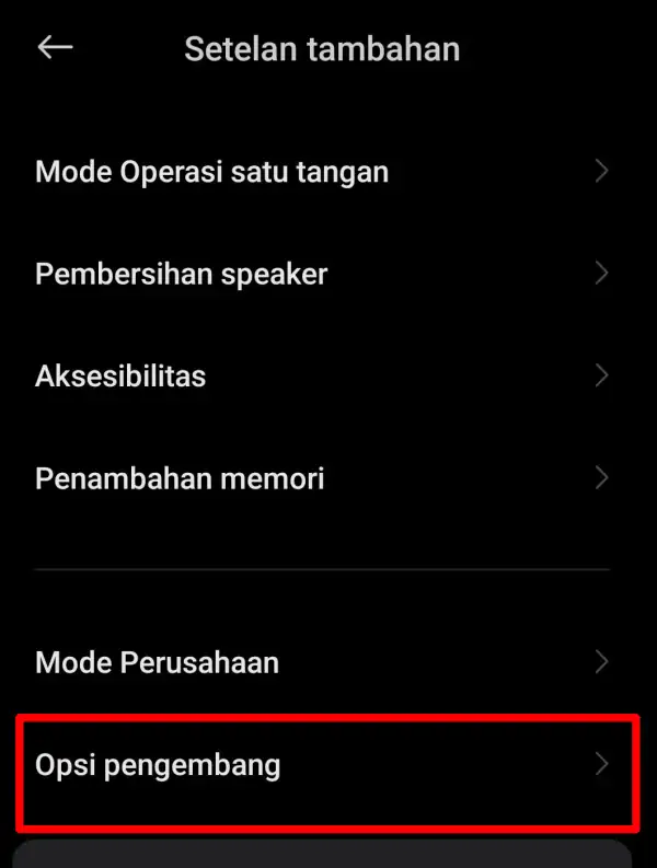 Buka Opsi Pengembang Xiaomi