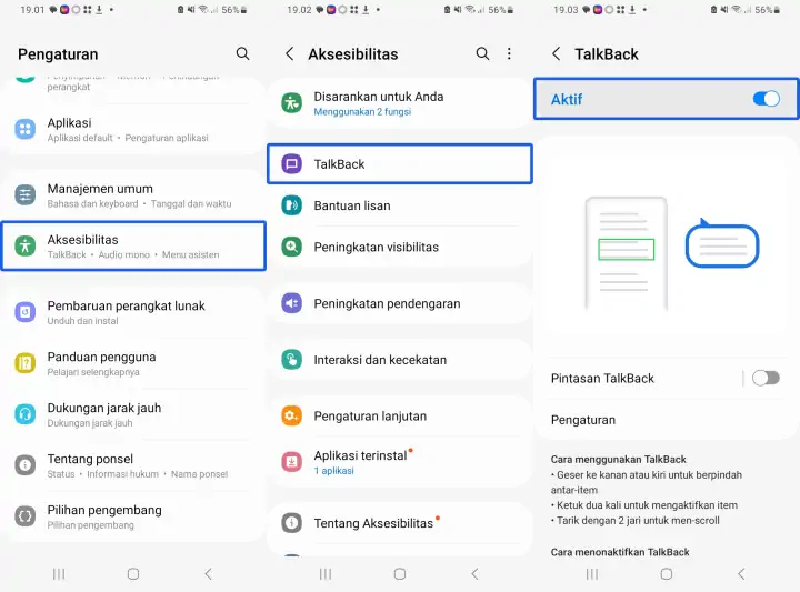 Matikan Fitur Talkback Samsung