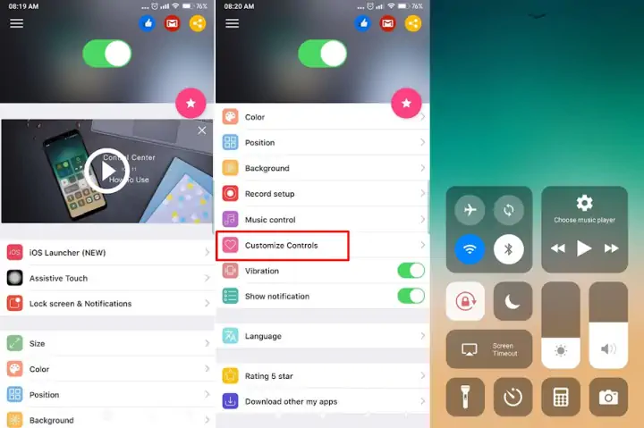 Control Center iOS di Xiaomi