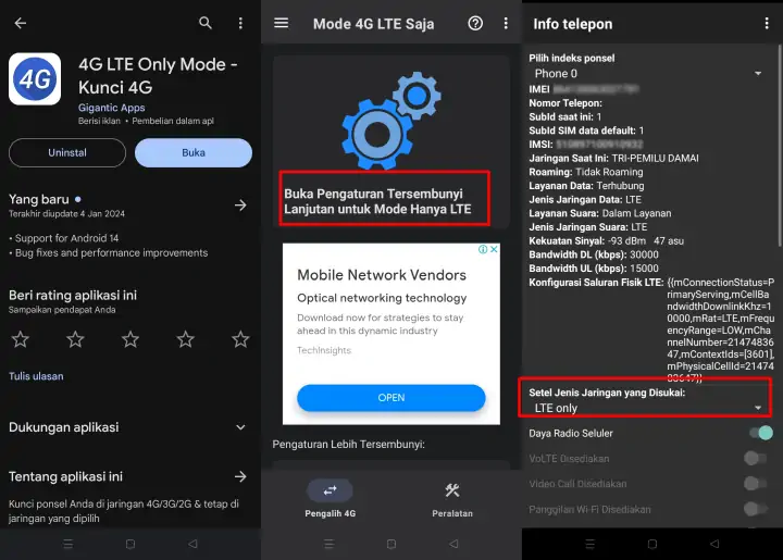 Lock 4G LTE Only Oppo A5s Dengan Aplikasi