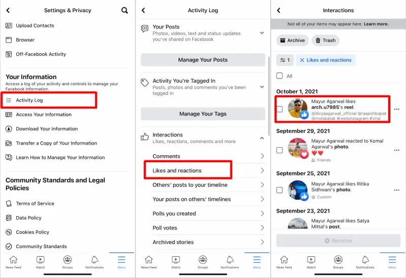 Melihat Reels yang Disukai di FB