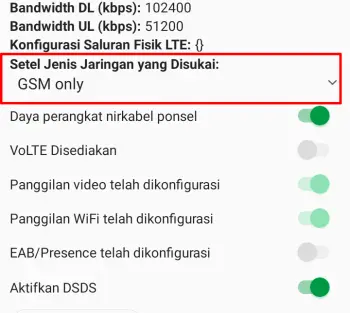 Setel Jenis Jaringan Yang Disukai