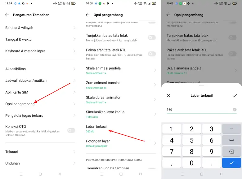 Ubah Lebar Terkecil Oppo