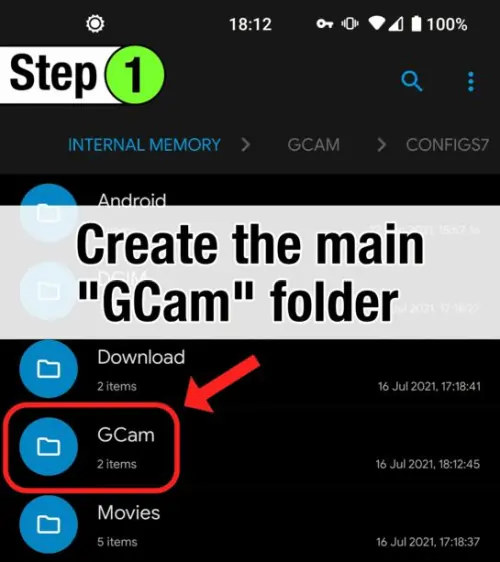 Buat Folder GCam di Internal Memory